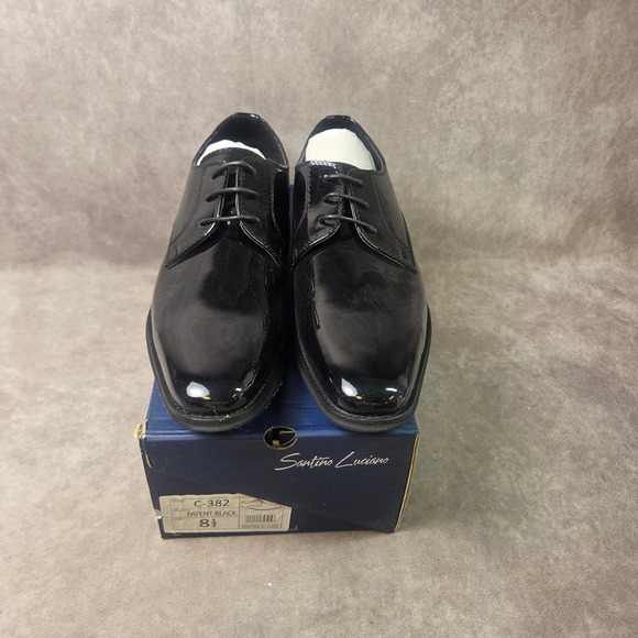 Santino Luciano Mens Patent Blk Derby Dress Shoe C-382 Formal Wedding Tuxedo 8.5 main image 8
